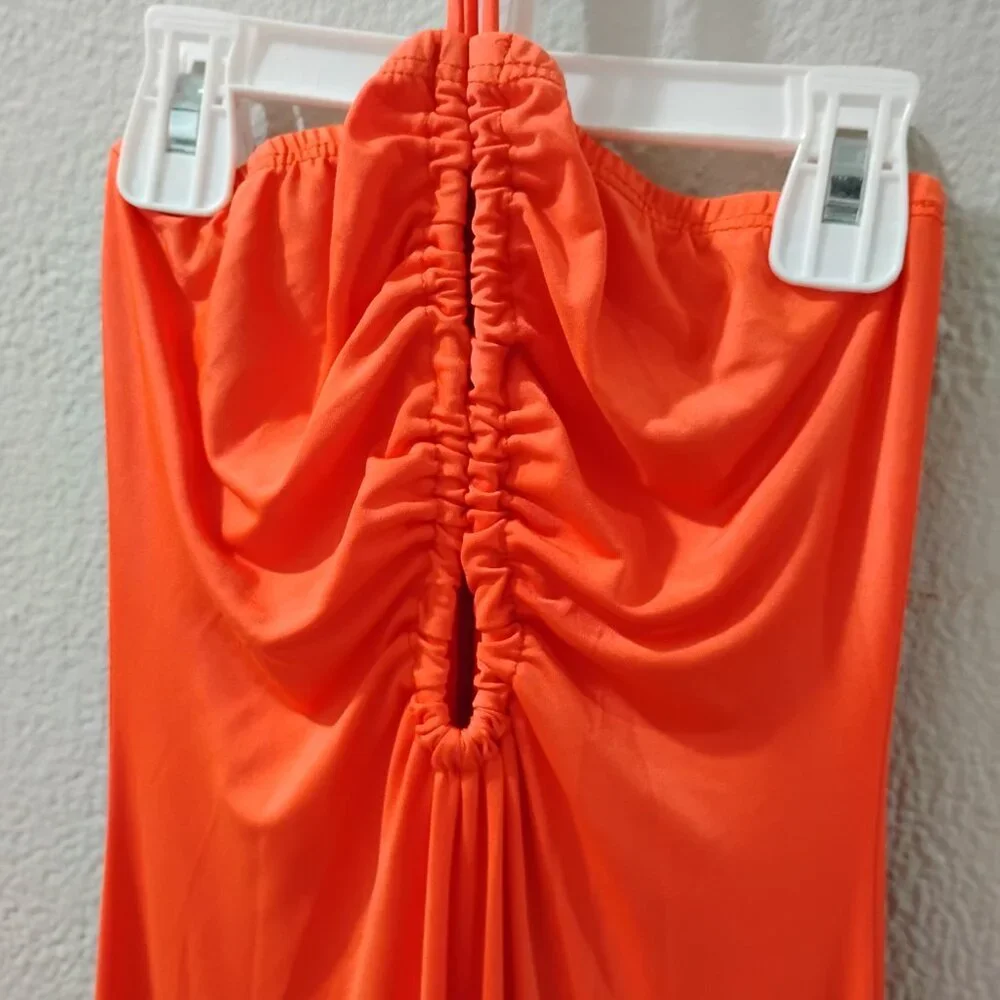 Sincerly Jules-S-- (LYCRAS TEXTURED) -RADIANT ORANGES COLORS-STRAPLESS & HALTHER
